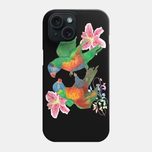 Colorful fight parrots and lilies Phone Case
