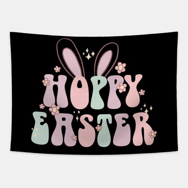 Hoppy Easter cool groovy easter design Tapestry by Yarafantasyart