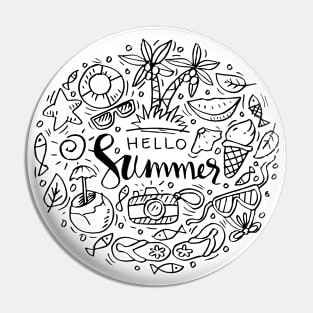 Hand drawn hello summer background Pin