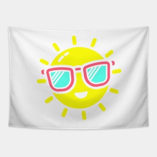 Happy Sunshine Smiling Sun with Sunglasses Tapestry