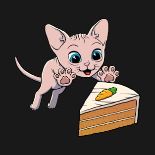 Sphynx Cat excited to eat Carrot Cake T-Shirt