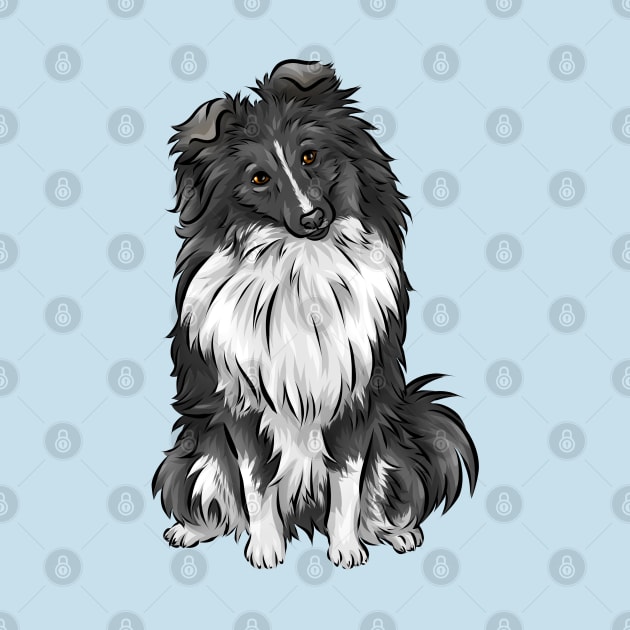 Cute Sheltie | Shetland Sheepdog | Bi-Black | Cute Dog Art by Shirin Illustration