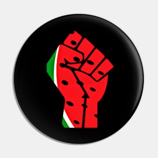 Watermelon Palestine Black Power Fist- Left Side - Back Pin