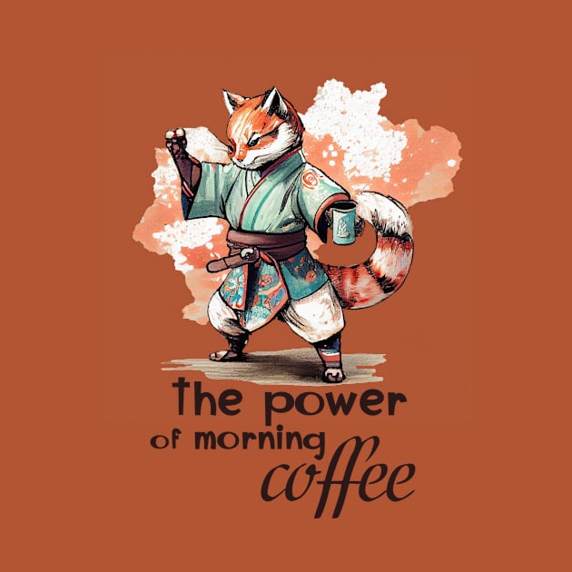 The Power of Morning Coffee -Karate Fox by KOTOdesign