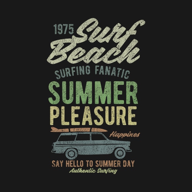 Surf Beach Summer Surfing Woodie Tee by artbitz