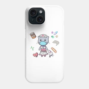 Nurse cat with hospital inspired items Phone Case