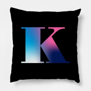 Capital Letter K Monogram Gradient Pink Blue White Pillow