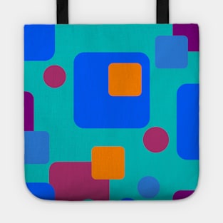 Retro Abstract Dream Space in Blue, Magenta, Orange on Teal Tote