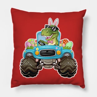 Easter Monster Truck - funny dinsoaur trucker Pillow