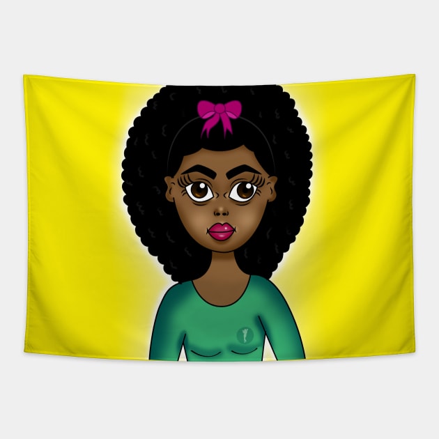 cute black girl art Tapestry by Spinkly Creations 