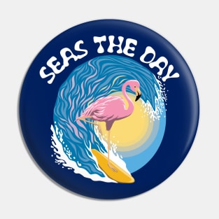 Seas The Day | Surfing Flamingo Pin