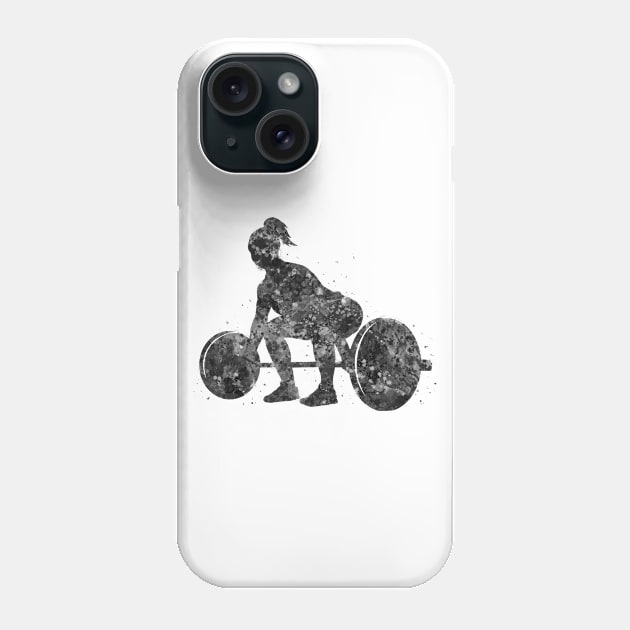 Weightlifter woman black and white Phone Case by Yahya Art