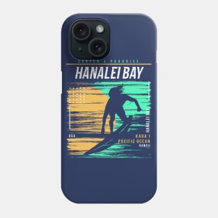 Retro Surfing Hanalei Bay Kauai Hawaii // Vintage Surfer Beach // Surfer's Paradise Phone Case