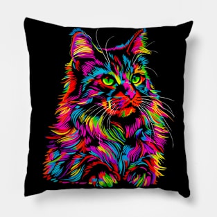 Wwos Whimsical Rainbow Kitty Cutest Colorful Cat Pillow