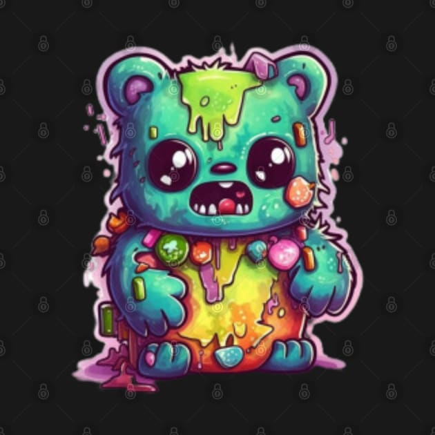 Gummy Bear Zombie,Kawaii Zombie Food Monsters: When the Cuties Bite Back - A Playful and Spooky Culinary Adventure! by HalloweeenandMore