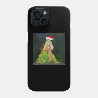 Green Iguana in Santa Hat Phone Case