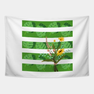 Stripe Flowers and Leaves Tapestry
