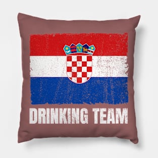 Croatian Drinking Team Graphic for Men Women Funny Croatia Flag Pillow