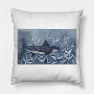 Whimsical Whale Shark in Watercolor Pillow