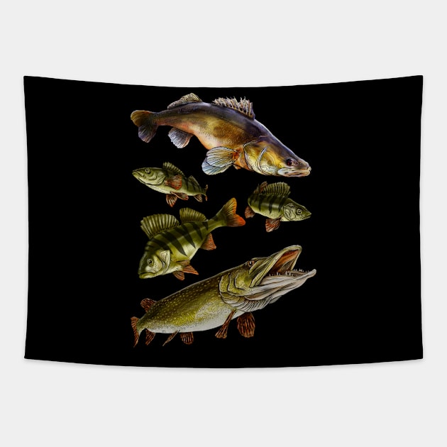 Predators fish Tapestry by Sandarmi