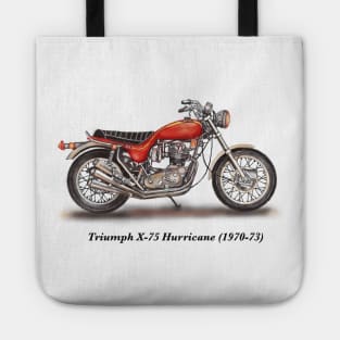 Drawing of Retro Classic Motorcycle Triumph X-75 Hurricane Tote