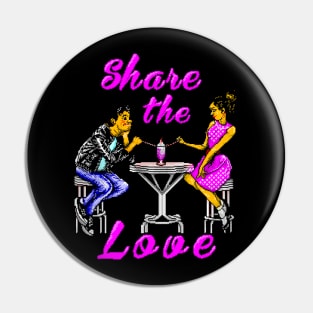 Valentines Day Share the Love 8 Bit Art Pin