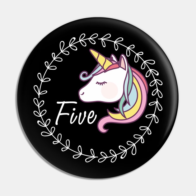 Five Years Old Unicorn Birthday Pin by ArtedPool