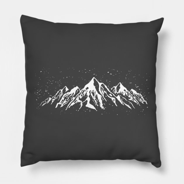 Minimalist snowy mountains Outdoor Explorers Hiking Adventure Pillow by hardy 