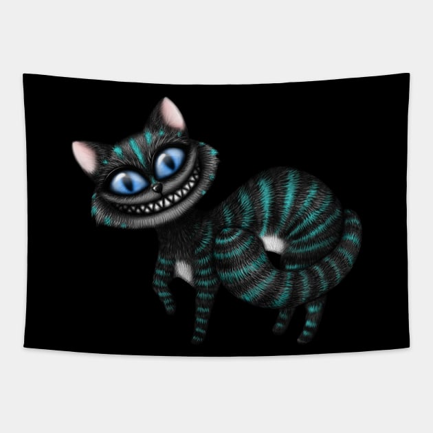 Cheshire Cat Blue Version Tapestry by DeneboArt