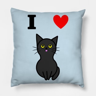 I Love Black Cats (Small Print) Pillow