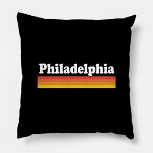 Philadelphia, Pennsylvania - PA Retro Sunset and Text Pillow