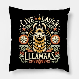 Live Laugh LLLamaas Vintage Llama Humor Pillow