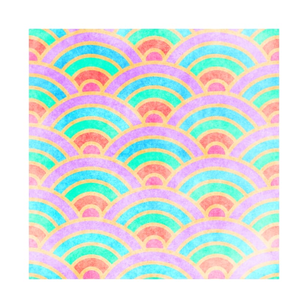 Colorful Seigaiha Wave by Kelly Louise Art