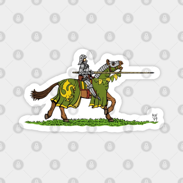 Charging Medieval Knight Magnet by AzureLionProductions