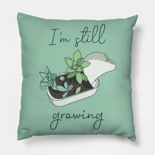 I'm still growing | Succulent in a Can (Light Version) Pillow by Joabit Draws