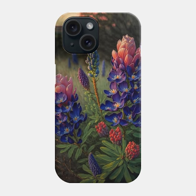 Texas Rose colored Bluebonnets Phone Case by Kertz TheLegend