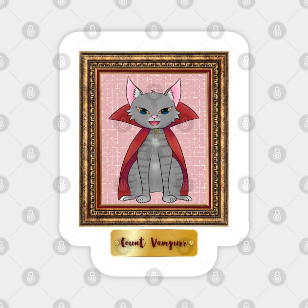 Kawaii Vampire Cat in an Antique Frame Magnet by AranisuDrawings
