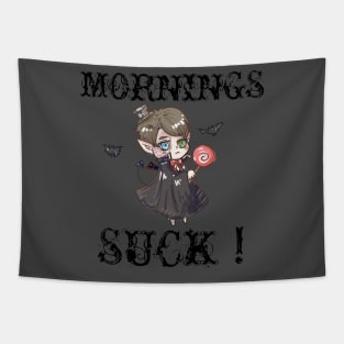 Mornings Suck Vampire Fangs Tapestry