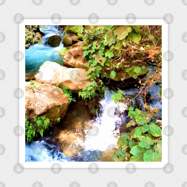 An island of paradise. river, flow, water, turquoise, navy, blue, vegetation, paradise, island, summer, beach, adventure, foam, Magnet by PrintedDreams