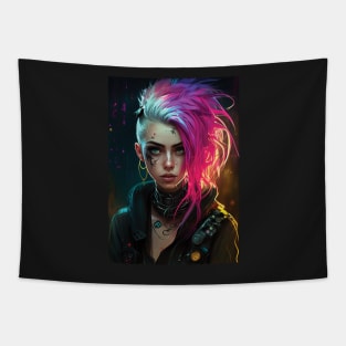 Cyberpunk Girls | Post-apocalyptic | Anarchist Streetwear | Punk Fashion | Colorful Punk Artwork | Tattoos and Piercings | Paint Splash Tapestry