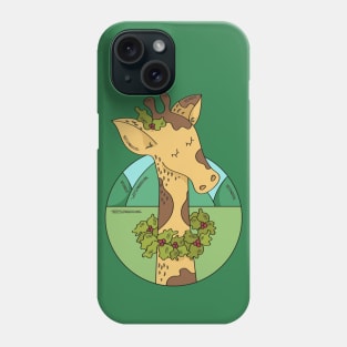 Cute Christmas Giraffe Illustration // Festive Animal Cartoon Phone Case