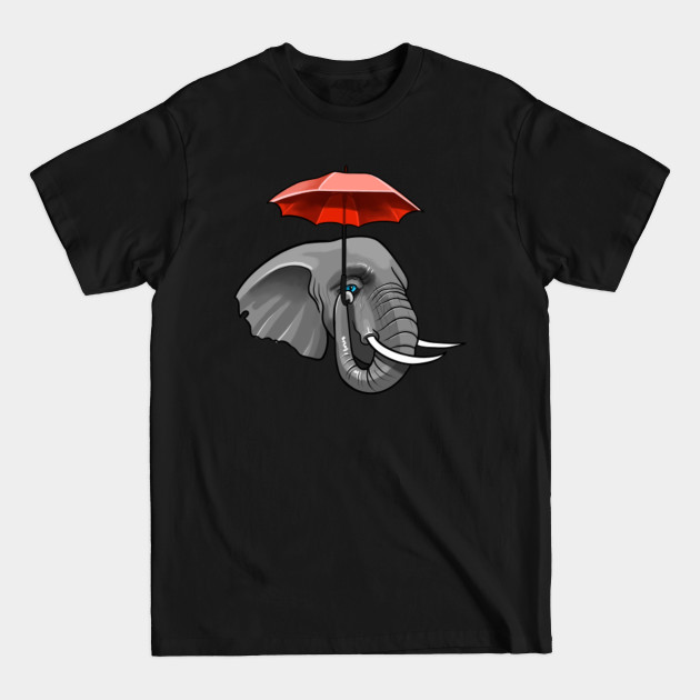 Discover Elephant With Red Umbrella - Elephant - T-Shirt