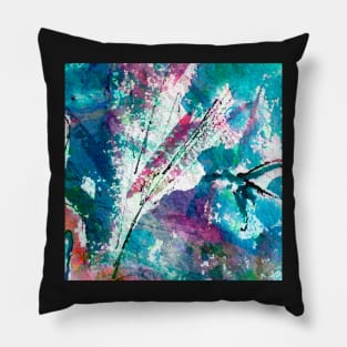 Intuitive Organic Abstract Watercolor in Blue Pillow