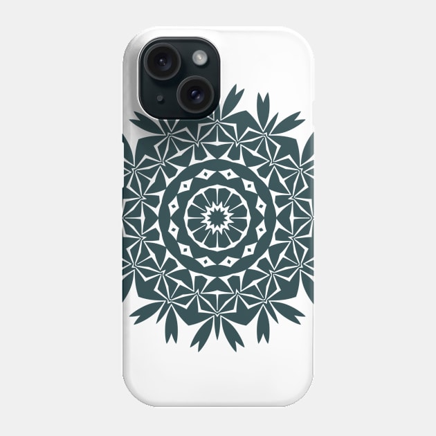 Mini Leaf Mandala (Dark Blue) Phone Case by John Uttley