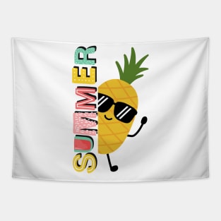 Cute summer pineapple with sunglasses Tapestry