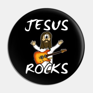 Jesus Rocks Electric Guitar Christian Guitarist Pin