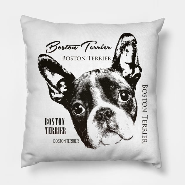 Boston Terrier dog Pillow by Nartissima