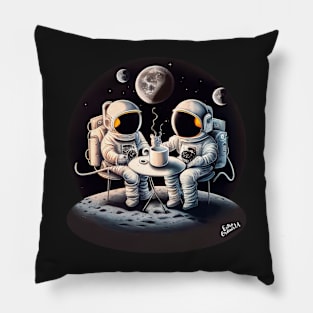 Astronauts drinking coffee in space Pillow