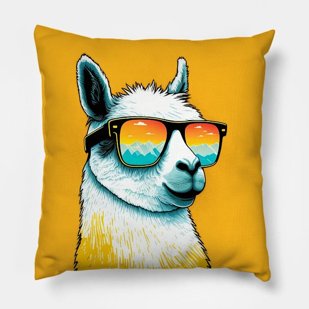 Retro Llama Pillow by DesignedbyWizards