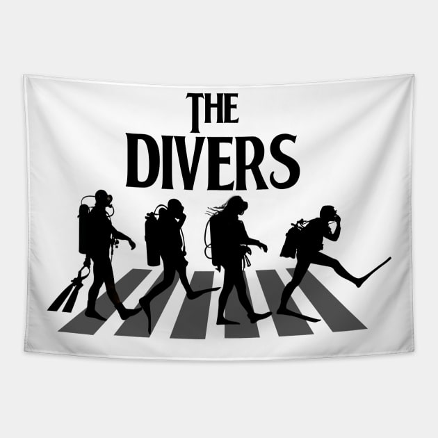 The Divers, Scuba Diver Design Tapestry by Teessential